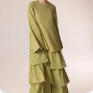 Veiled Collection raneem tiered ruffle maxi dress in cypress green